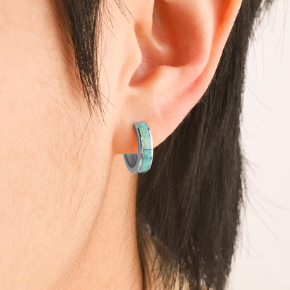 Opal Inlay Huggie Earrings