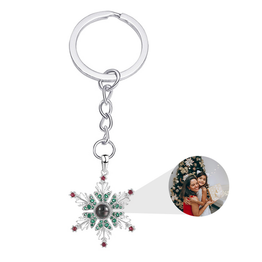 Personalized Christmas Snowflake Photo Keychain