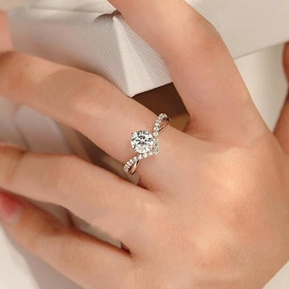 Crowning Love Couple Rings: New Four-Prong Simulated Moissanite Diamond Ring for Men and Women