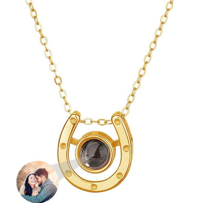 Horseshoe Lucky Charm Projection Necklace