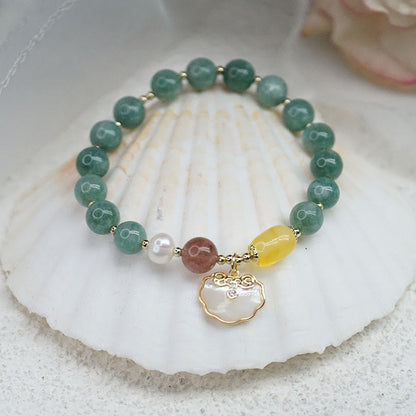 Jade Sea shell Ruyi Lock Luck Bracelet