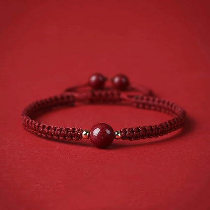 Buddha Stones Lucky Cinnabar Bead Blessing Red String Bracelet