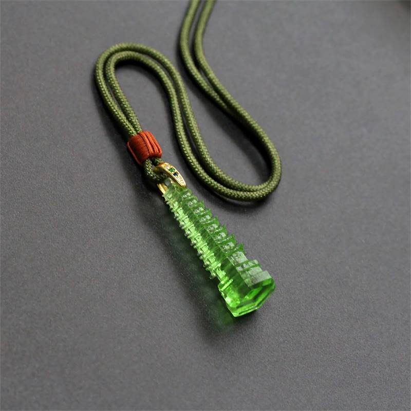 Buddha Stones Liuli Ancient Pagoda Wisdom Necklace