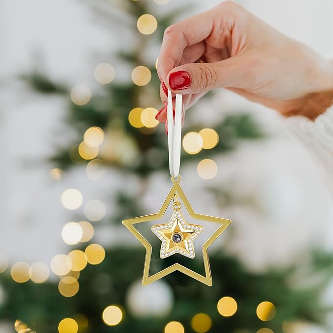 Custom Christmas Star Ornament With Photo Inside