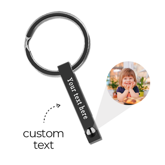 Custom Text Engraved Photo Keychain