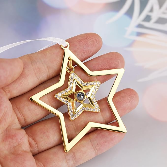 Custom Christmas Star Ornament With Photo Inside