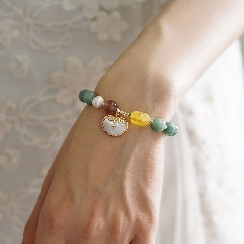 Jade Sea shell Ruyi Lock Luck Bracelet