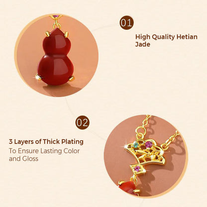 Buddha Stones 925 Sterling Silver Red Agate Gourd Auspicious Clouds Confidence Bracelet Necklace Pendant Earrings Set