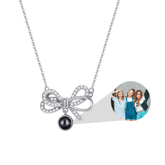 Personalised Bow Photo Necklace