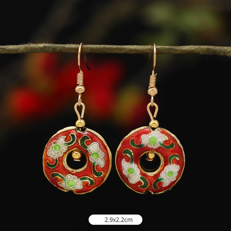 Buddha Stones Lotus Butterfly Flower Alloy Copper Enlightenment Drop Earrings