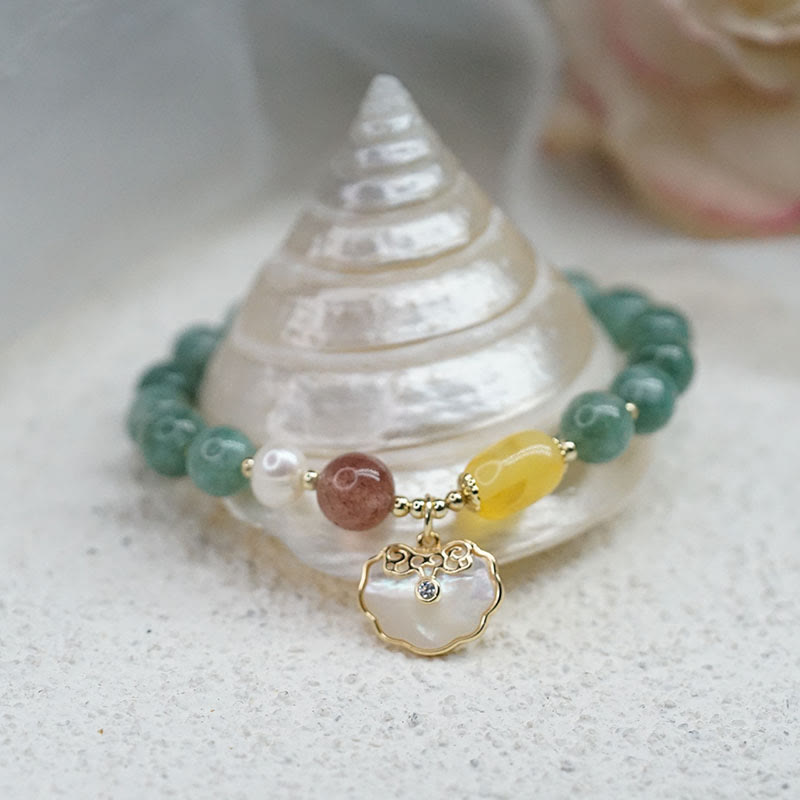 Jade Sea shell Ruyi Lock Luck Bracelet