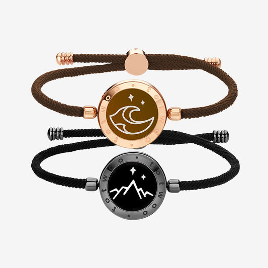 Mountain & Sea Touch Bracelets with Milan Rope (Black+Rose Gold)