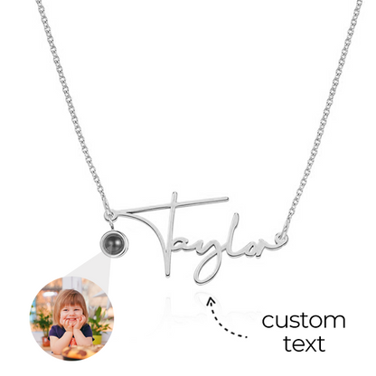 Custom Text Necklace With Photo Inside