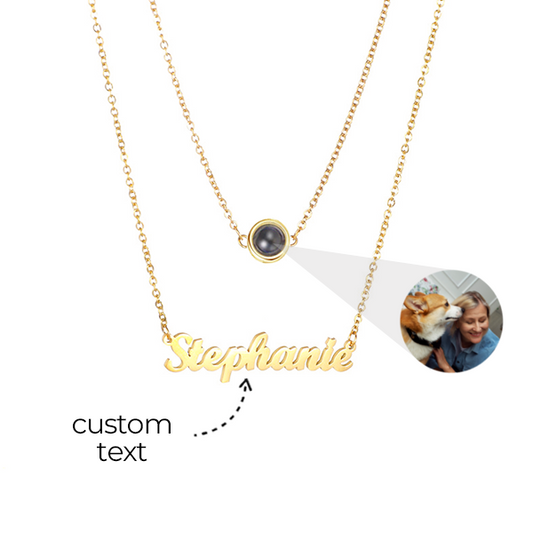 Personalized Name Photo Double Necklace