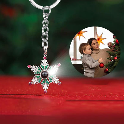 Personalized Christmas Snowflake Photo Keychain