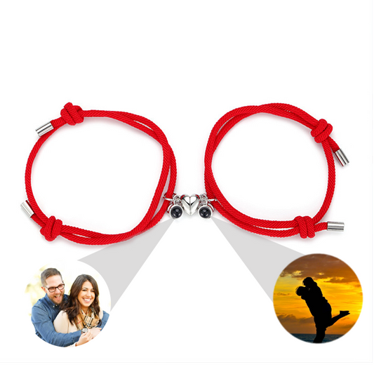 Love Never Leave' Personalized Couple Photo Bracelet