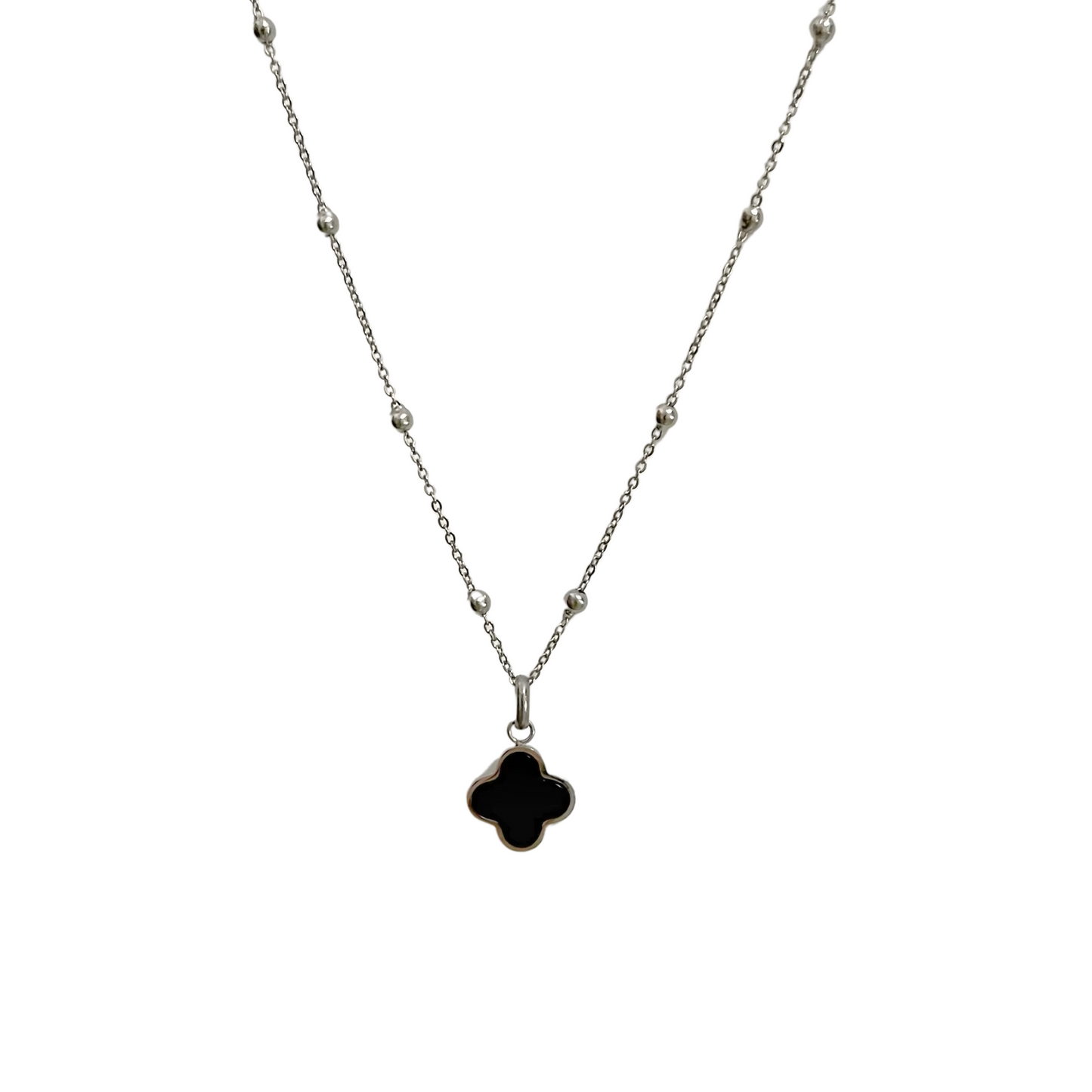 Black Onyx Clover Necklace