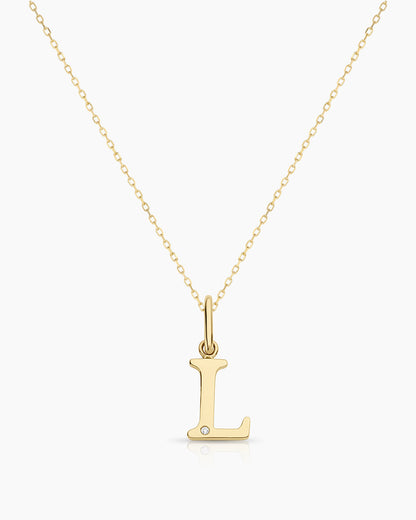 Diamond Vintage Alphabet Charm Necklace