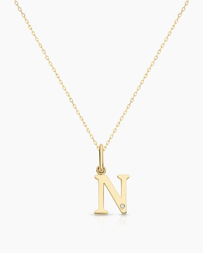 Diamond Vintage Alphabet Charm Necklace