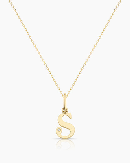 Diamond Vintage Alphabet Charm Necklace