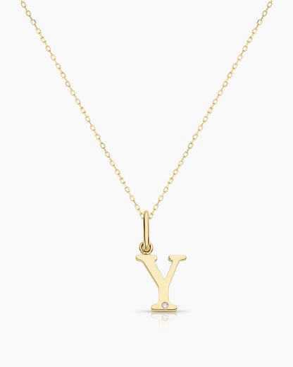 Diamond Vintage Alphabet Charm Necklace