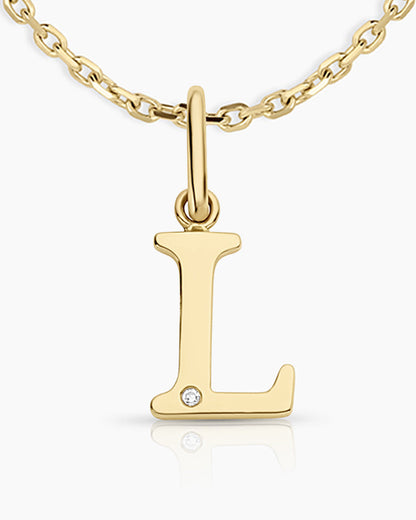 Diamond Vintage Alphabet Charm Necklace