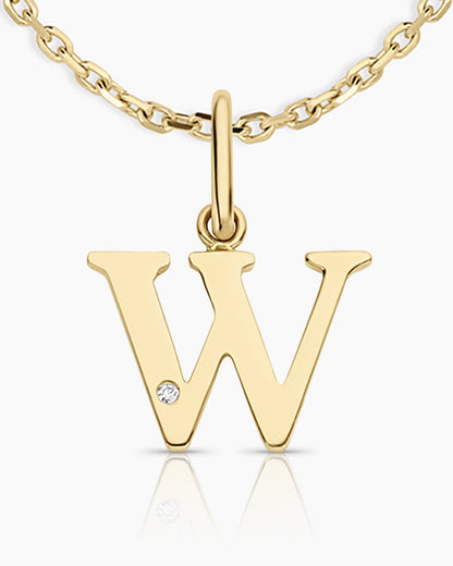 Diamond Vintage Alphabet Charm Necklace