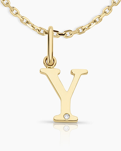 Diamond Vintage Alphabet Charm Necklace