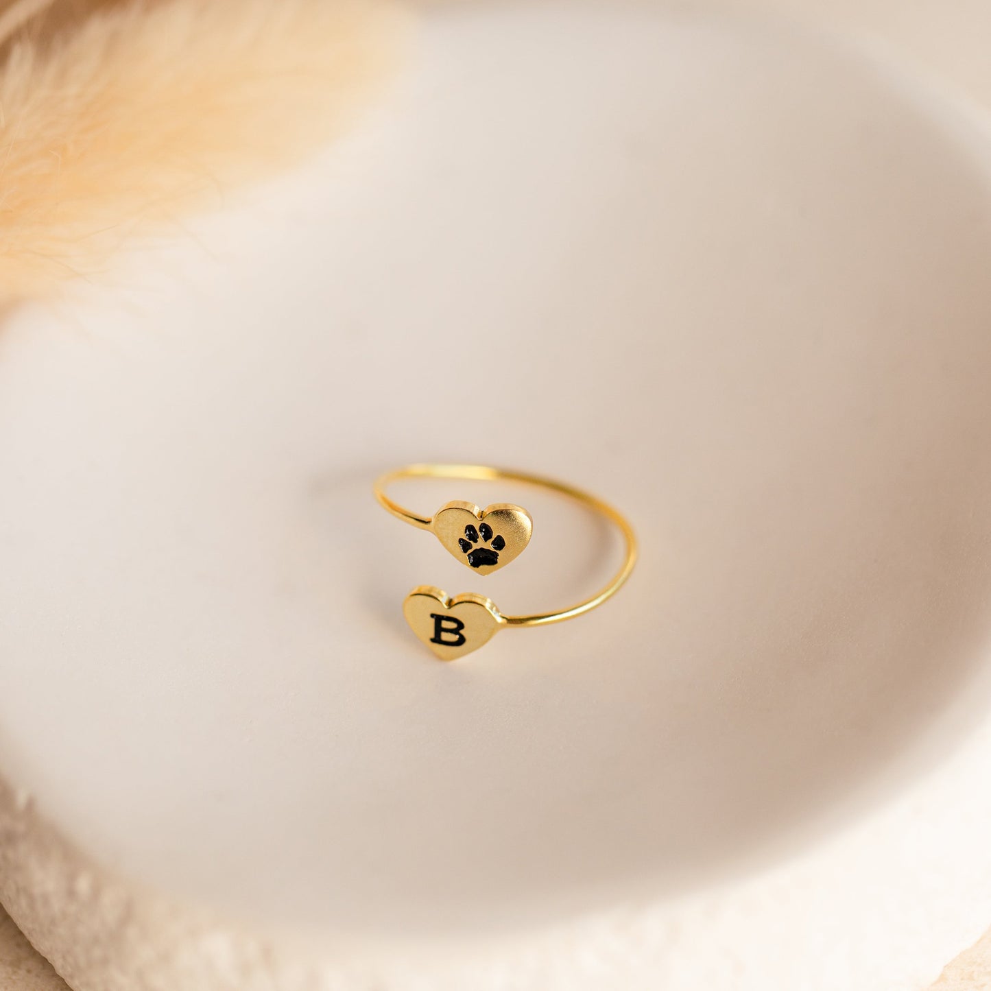 Paw Print Duo Heart Ring