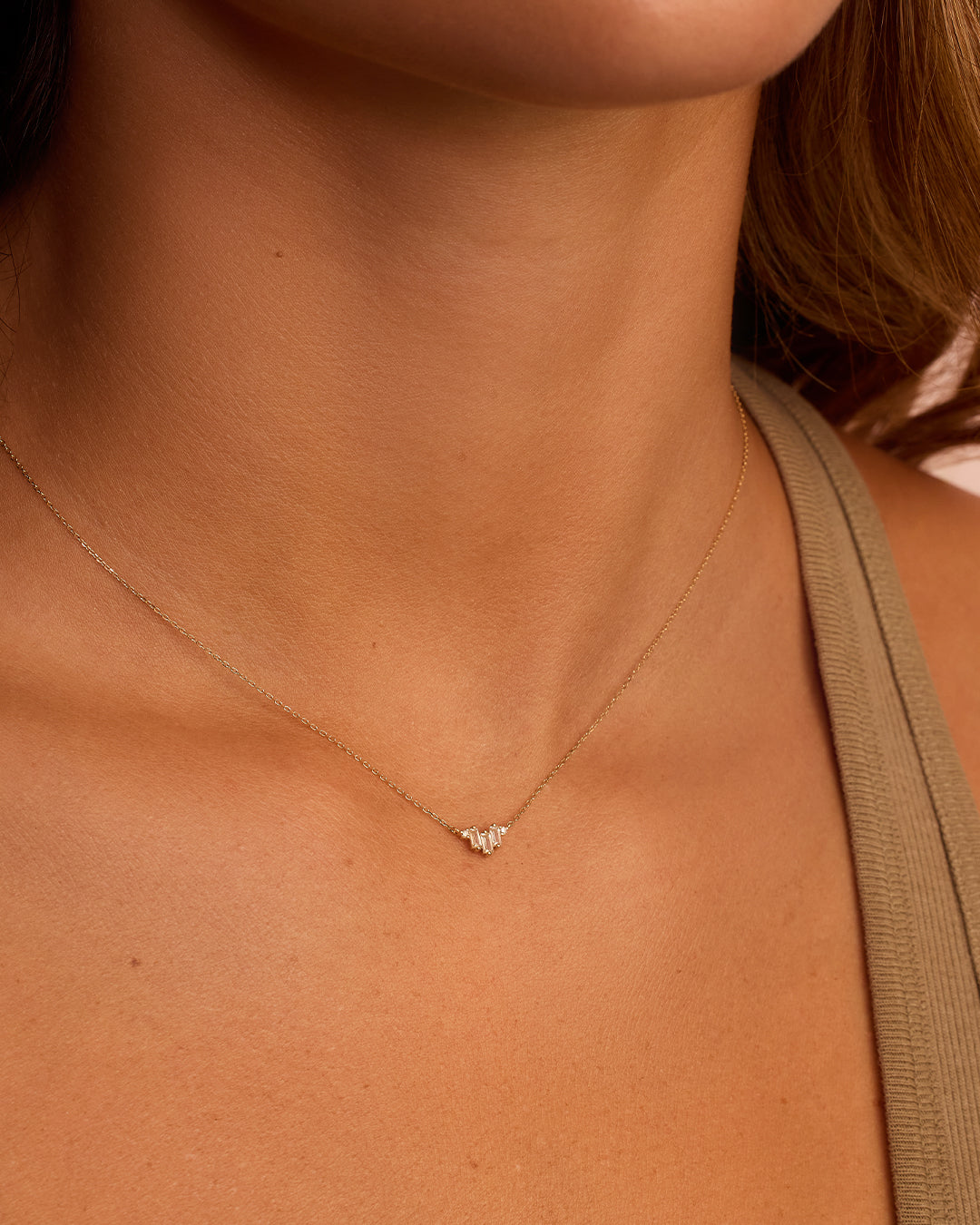 Diamond and White Sapphire Amara Trio Necklace