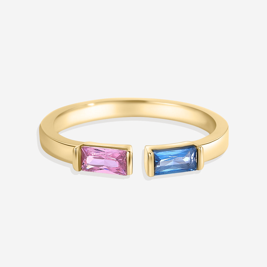 Adjustable Double Birthstone Band Ring