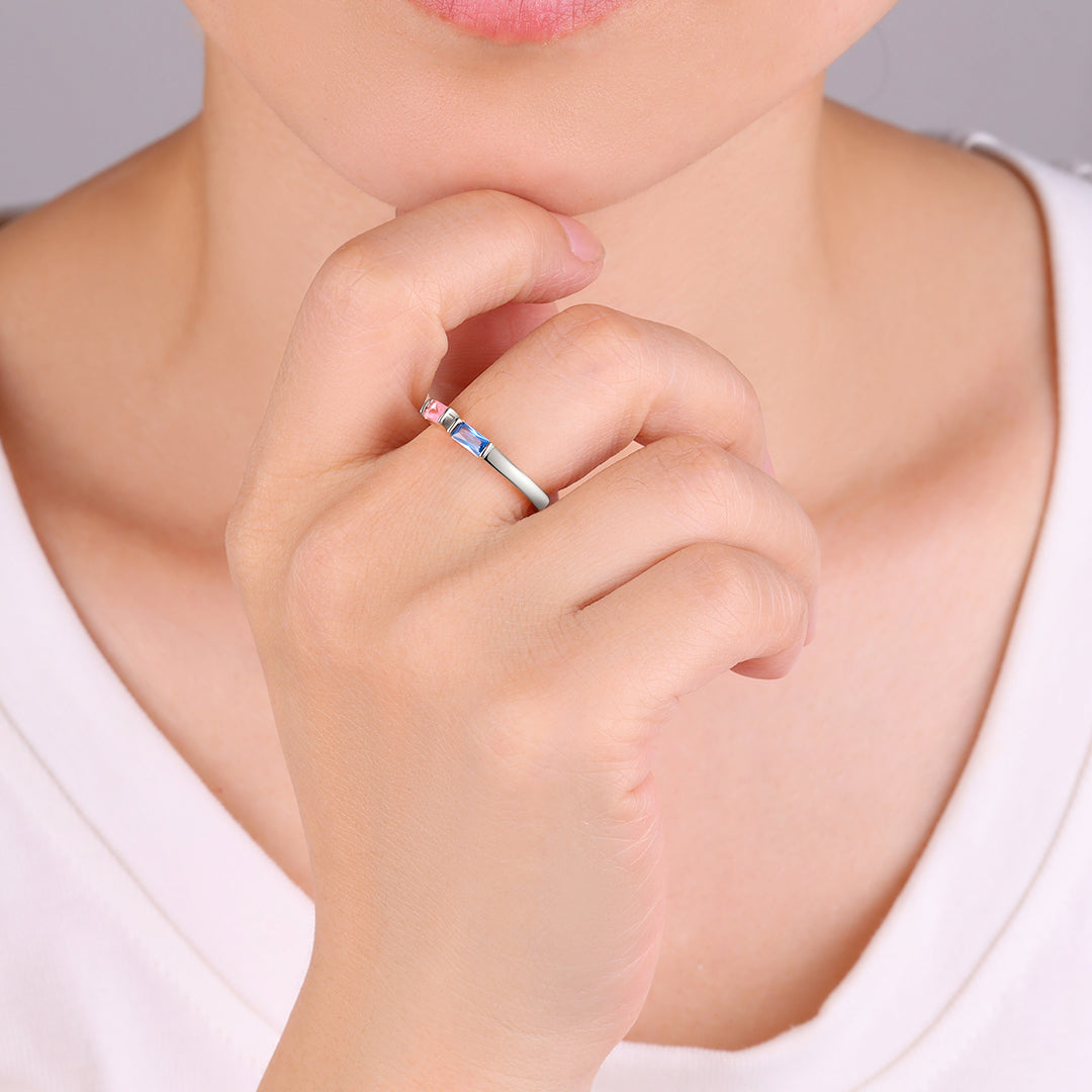 Adjustable Double Birthstone Band Ring