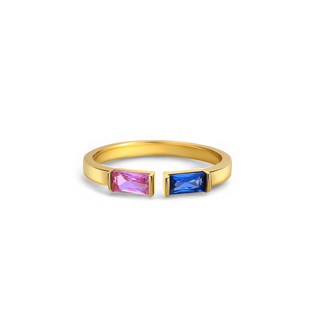 Adjustable Double Birthstone Band Ring