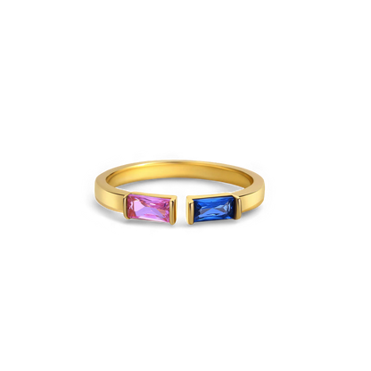 Adjustable Double Birthstone Band Ring