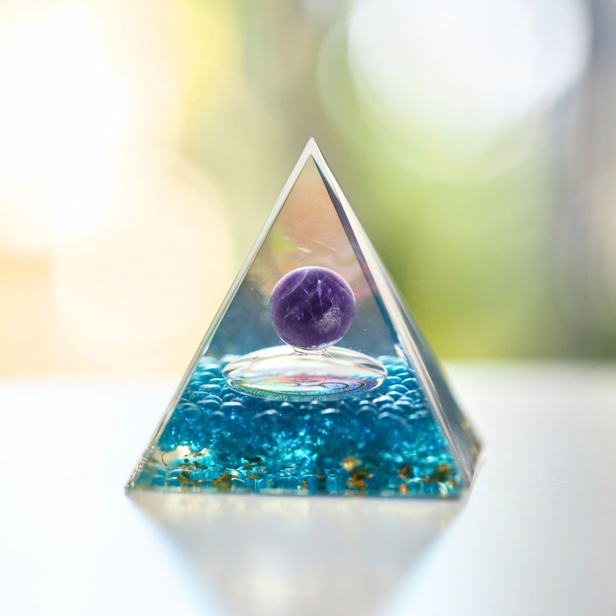 Amethyst Orgonite Pyramid - Orgone Energy Generator