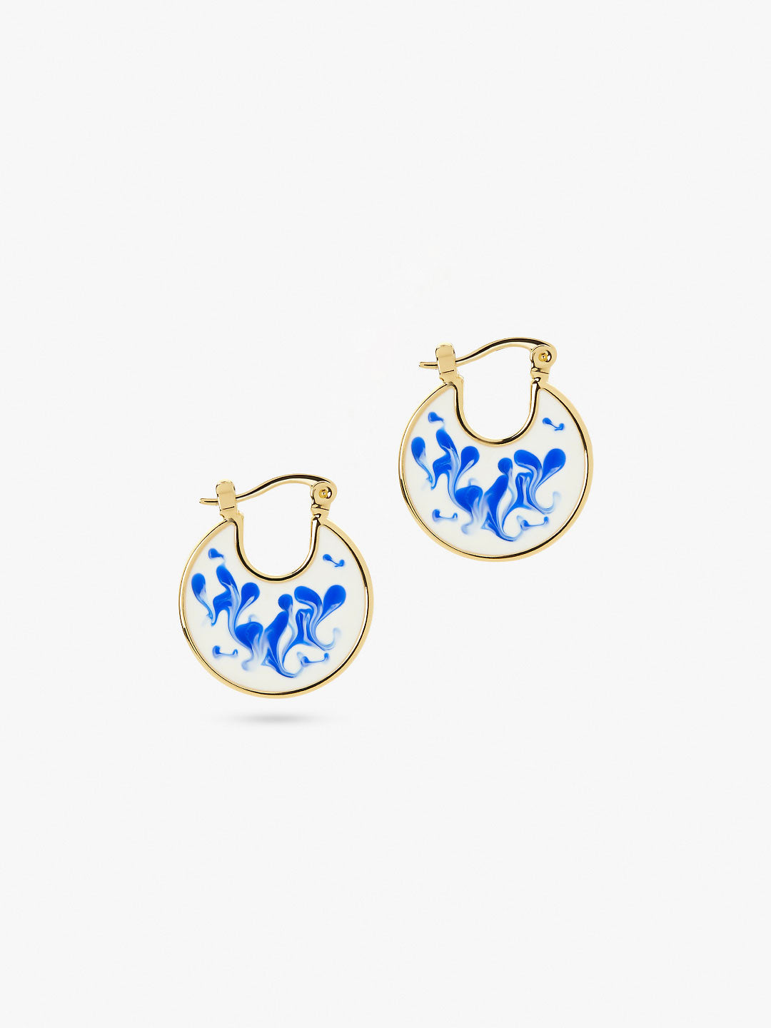 Enamel Earrings - Hana Marble Blue