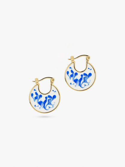 Enamel Earrings - Hana Marble Blue