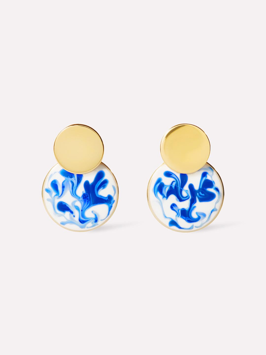 Enamel Earrings - Mini Kinoko Marble Blue