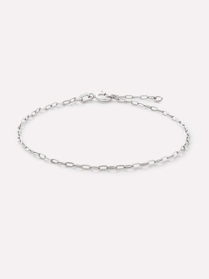 White Gold Bracelet - White Gold Paperclip Bracelet