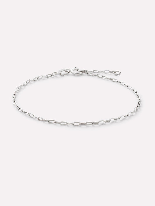 White Gold Bracelet - White Gold Paperclip Bracelet