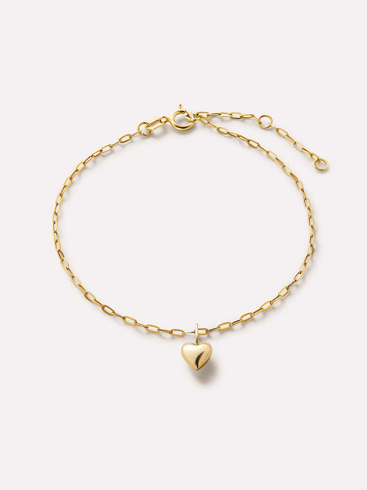 Gold Charm Bracelet - Gold Heart Bracelet