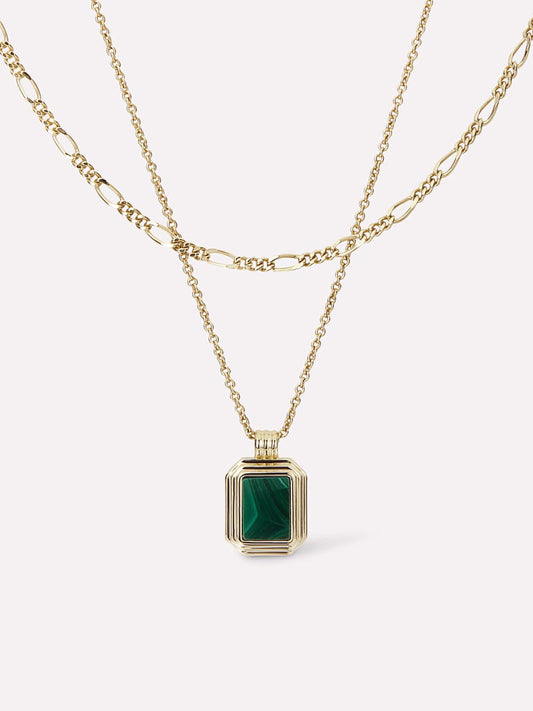 Layered Necklace Set - Temple Green