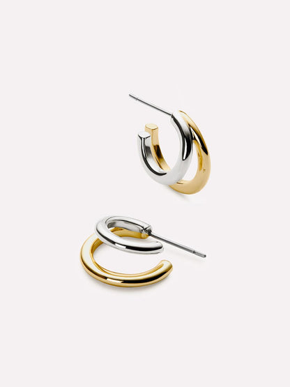 Double Hoop Earrings - Scarlett Two Tone