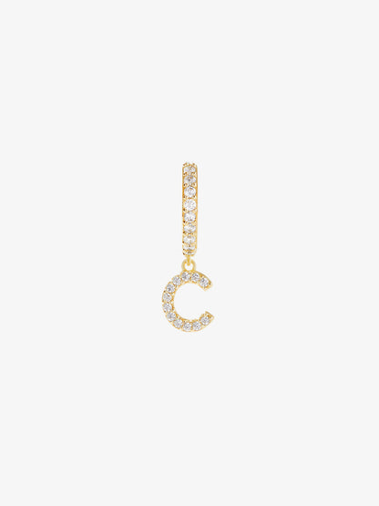 Letter Hoop Earring - Single Letter Huggie