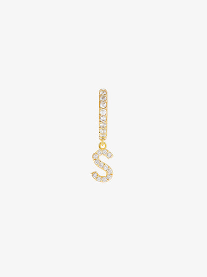 Letter Hoop Earring - Single Letter Huggie