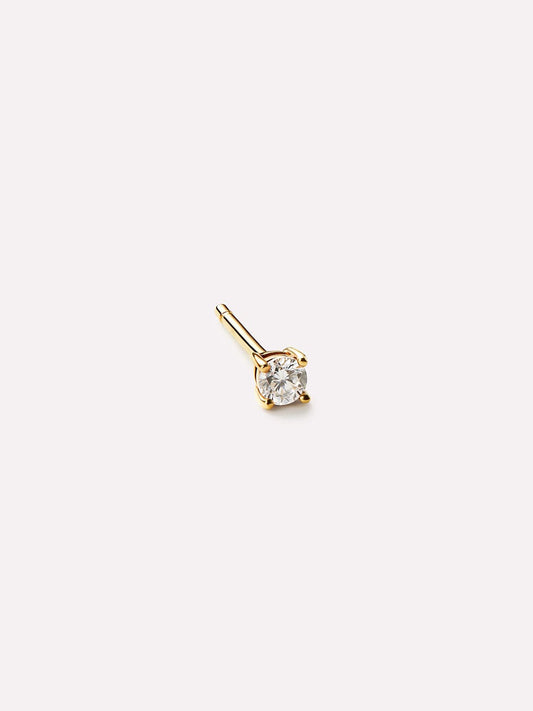 Lab Grown Diamond Earrings - Gold Diamond Stud Single