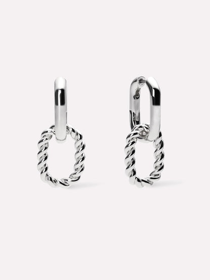 Double Hoop Earrings - Ash Double Silver