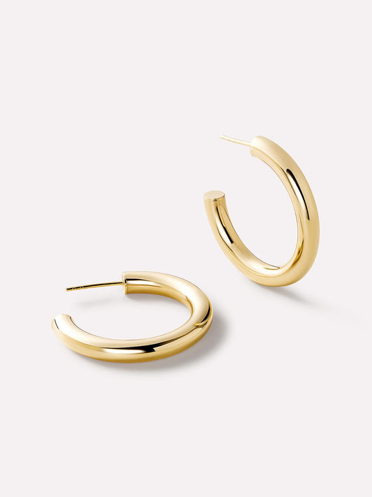 Chunky Gold Hoop Earrings - Gold Bold C-Hoops Large