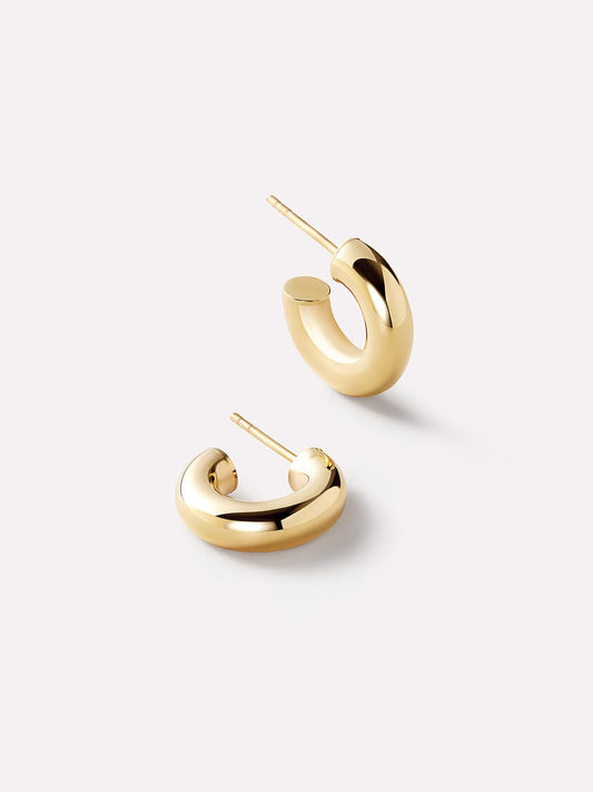 Chunky Gold Hoop Earrings - Gold Bold C-Hoops Mini