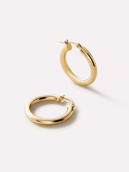 Chunky Gold Hoop Earrings - Gold Classic Hoops Medium